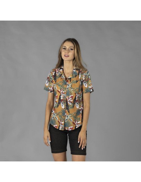 CAMISA MUJER CUELLO SOLAPA HAWAIANA