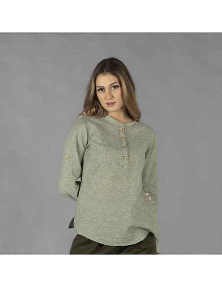 CAMISA MUJER LINO/COTTON CUELLO MAO KAULA