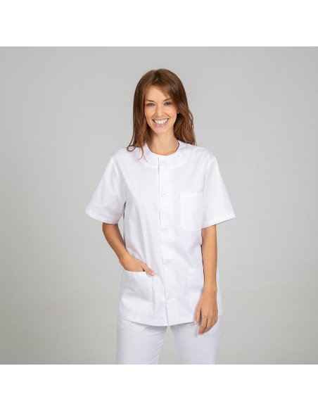 BLUSA SANITARIO UNISEX ABOTONADO BLANCA