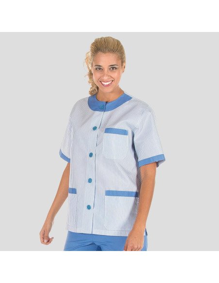 BLUSA SANITARIO UNISEX ABOTONADA VICHY COMBINADA
