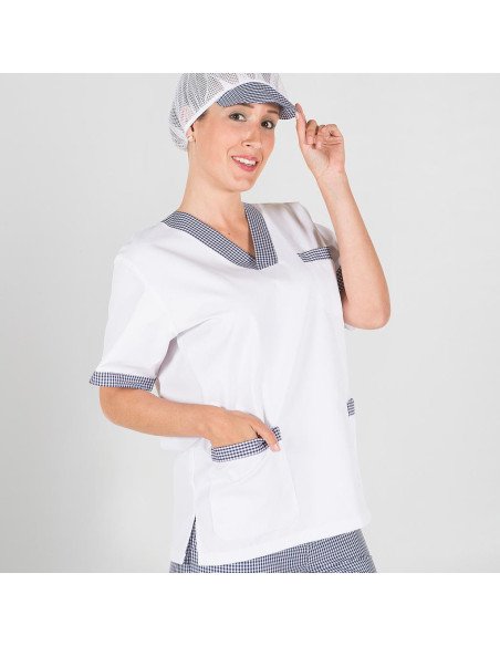 BLUSA SANITARIO MUJER PICO SARGA BLANCA COMBI