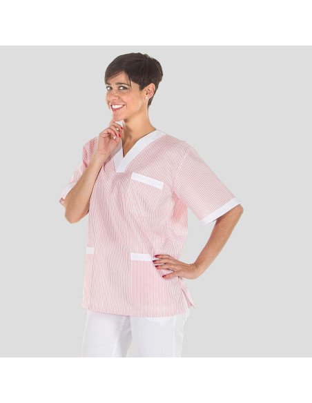 BLUSA SANITARIO UNISEX PICO VICHY COMBINADA