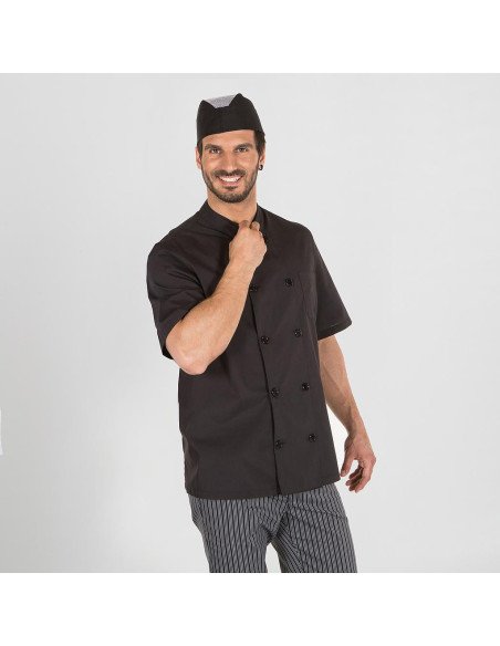 CHAQUETA COCINA UNISEX POPELIN FINO NEGRO M/C