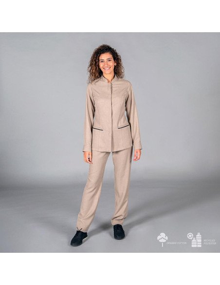 PANTALON MUJER TEJIDO RECICLADO ARENA