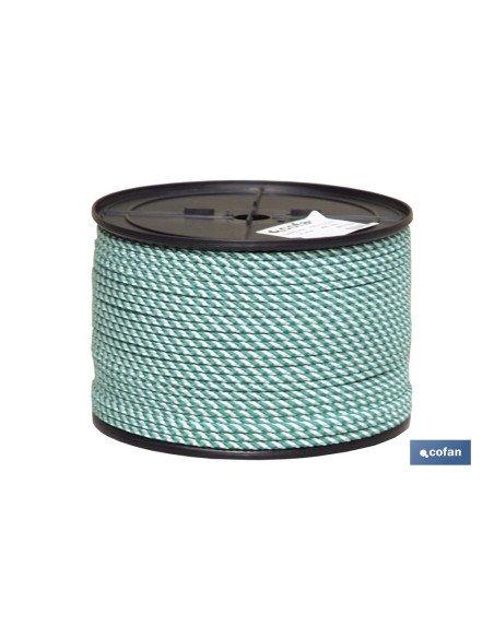 CARRETE CUERDA TR. HELICOIDAL 8MM 200 MTS BCO/VDE