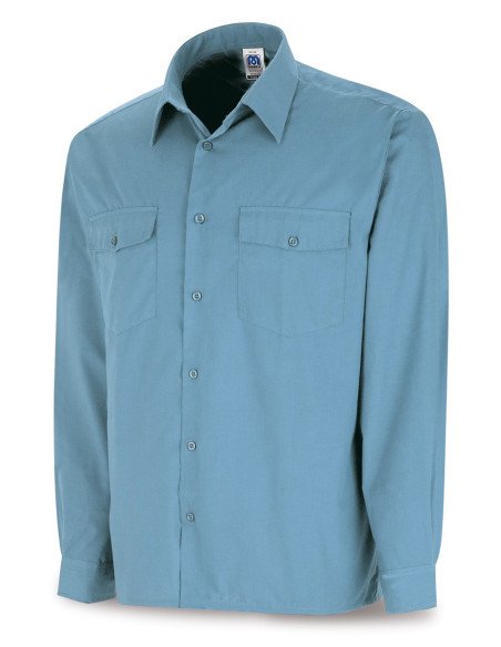 388CMLAC Camisa azul celeste poliéster algodón 95 gr Manga larga