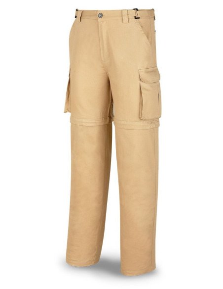 588PDBE Pantalón DESMONTABLE beige algodón 200 gr Multibolsillos