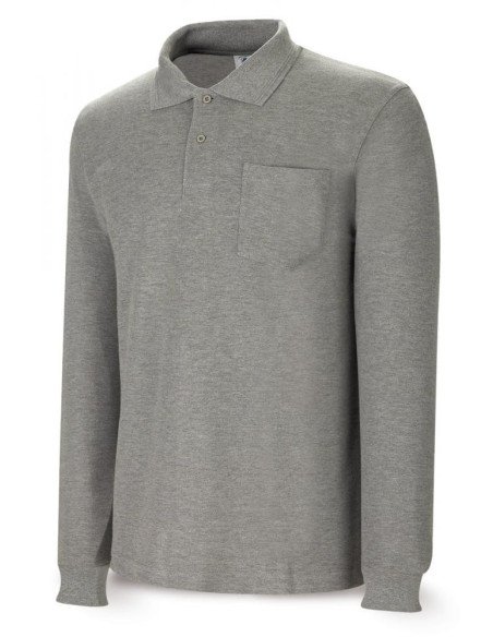1288PAMLG Polo BASIC gris 100% algodón 200 gr Manga larga