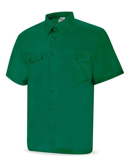 388CMCV Camisa verde poliéster algodón 95 gr Manga corta
