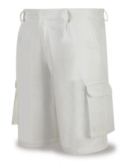 488STOPBL Bermuda blanca algodón de 245 g Multibolsillos
