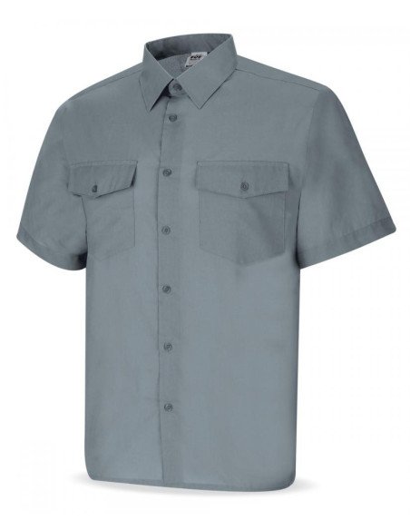 388CMCG Camisa gris poliéster algodón 95 gr Manga corta