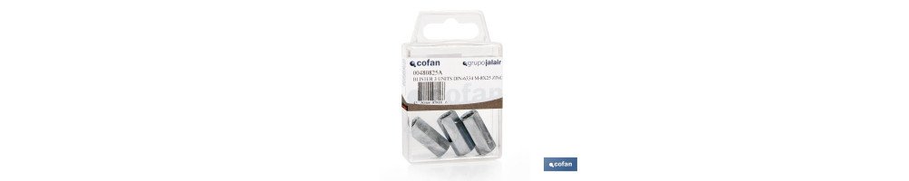 Manguitos Hexagonales. Unión Varillas Roscadas DIN 6334 Blíster Estándar
