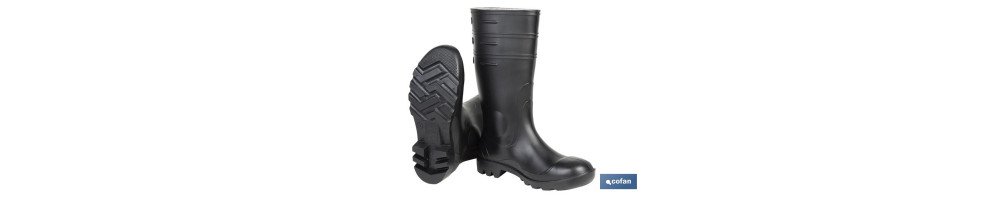Botas de agua altas S-5 | Calzado de seguridad | Color: negro | Protección reforzada | Disponible desde la talla 38 hasta la 47