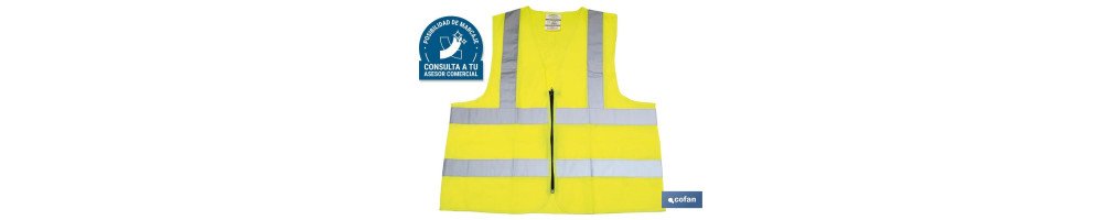 Chaleco Amarillo de alta visibilidad | Con cierre de cremallera | Varias Tallas Disponibles