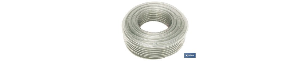 Manguera monocapa cristal | Fabricada en PVC transparente | Con varias medidas de diámetro y longitud
