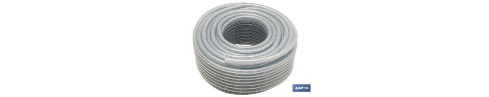 Manguera de cristal reforzada | Fabricada en PVC transparente | Con varias medidas de diámetro y longitud