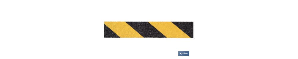 Cinta adhesiva antideslizante | Color amarillo y negro | Medidas en 25 y 50 mm de longitud