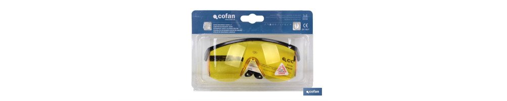 Blíster Gafas de Seguridad | Lente Color amarillo | Protección UV | EN 166:2001