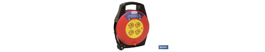 Enrollacables de 4 tomas | Longitud del cable 20 m | Sección cable 3 x 1,5 mm