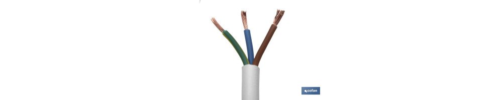 Rollo Cable Eléctrico de 100 m | PVC H05VV-F | Sección 3 x 1 mm2 | Color Blanco