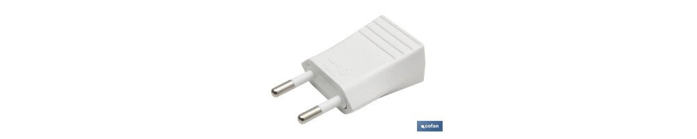 Clavija Bipolar de espiga | 10 A - 250 V | Color Blanco