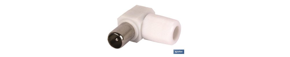 Conector de antena de TV | Tipo codo salida macho | Longitud 9,5 mm