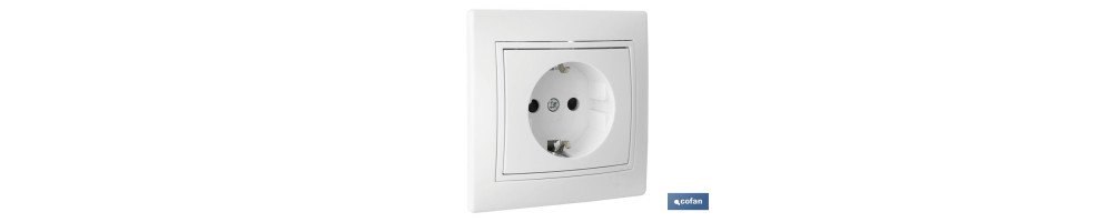 Base enchufe bipolar de empotrar | Modelo Pacific | 16 A - 250 V | L-N | Color blanco