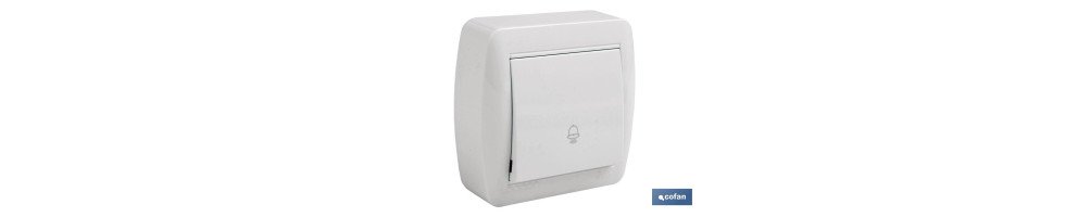 Pulsador de Campana de superficie | Modelo Atlantis | Color blanco | 10 A - 250 V