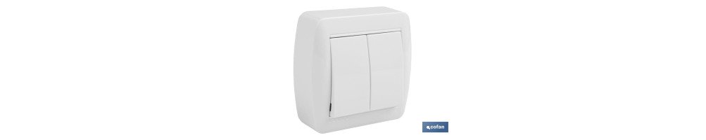 Doble Interruptor de superficie | Modelo Atlantis | Color blanco | 10 A - 250 V