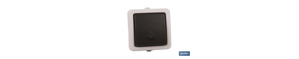 Pulsador Estanco IP54 | Para exteriores | 10 A - 250 V | Color gris