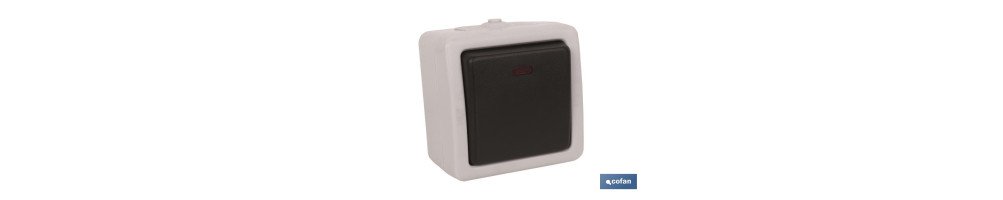Interruptor - Conmutador Estanco IP44 | Para exteriores | 10A 250V | Color gris