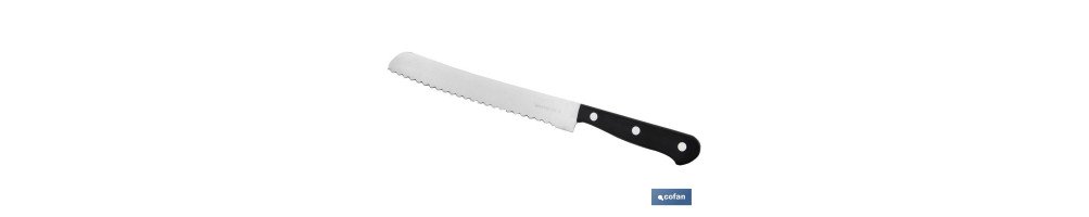 Cuchillo Panero | Modelo Saffron | Medida de 20 cm | Hoja de Acero Inox | Mango de Polioximetileno | Color Negro