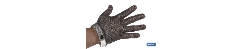 Guantes Anticorte | Malla Fabricada en Acero Inox | Guante de Metal para Trabajo de Seguridad | Talla M, L y XL