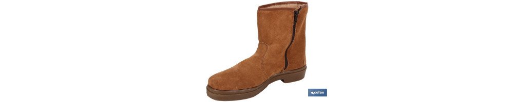 Bota de Serraje | Con Cremallera | Modelo Carona | Color Marrón | Suela de Caucho
