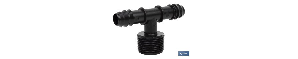 Conector T con doble empalme y rosca 3/4\\\"\\\" | Accesorio de riego imprescindible para cualquier instalación de riego por go