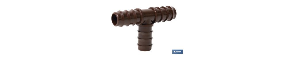 Conector en forma de T para riego por goteo | 16 mm de diámetro | Para sistemas de riego