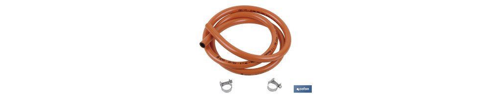 Kit de Gas Butano con Abrazaderas | Tubo flexible de 1,5 | En Color Naranja