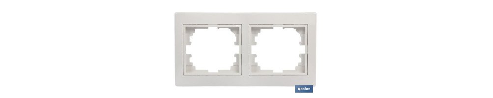 Marco de mecanismos eléctricos de empotrar | Para 2 elementos | Colores blanco y negro