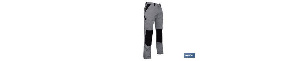 Pantalón de Trabajo | Modelo Plutón | Composición 98% Algodón y 2% Elastano | Color Gris/Negro