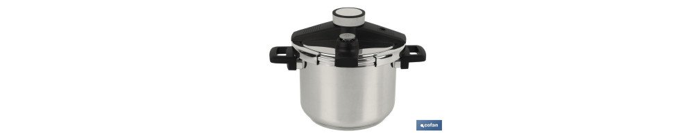 Olla a presión modelo Queen de 4 o 6 litros | De acero inoxidable | Inducción | Cierre con una sola mano