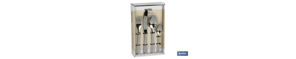 Cubertería de Acero Inoxidable | Modelo Bolonia | Juego de 24 pcs | C-18/0 | Incluye caja de diseño y gran calidad