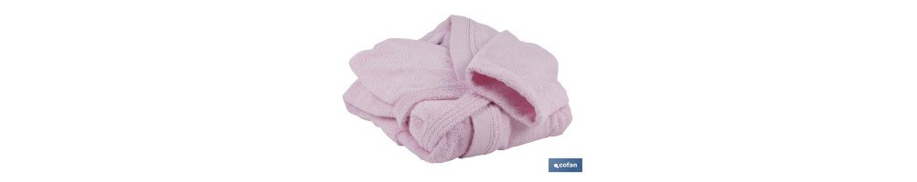 Albornoz | Modelo Flor | Color Rosa Claro | 100% algodón | Gramaje 500 g/m² | Varias Tallas
