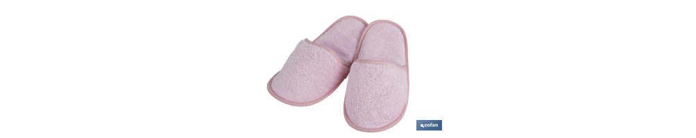 Zapatillas Baño | Modelo Flor | Color Rosa Claro | 100% Algodón | Gramaje 500 g/m² | Talla M o L