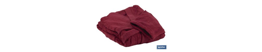 Albornoz | Modelo París | Color Burdeos | 100% algodón | Gramaje 500g/m² | Varias Tallas