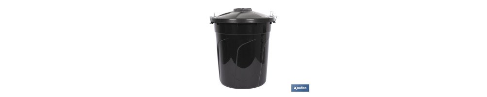 Cubo de Basura | Color Negro | Capacidad 50 L | Con Asas de Cierre Incorporadas Metálicas| Cubo de Basura con Tapa