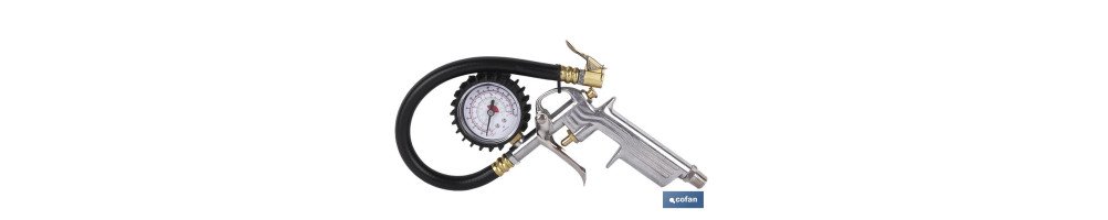 Pistola comprobación de aire | Medidor de Presión de Neumáticos | Pistola de Inflado con extensión flexible