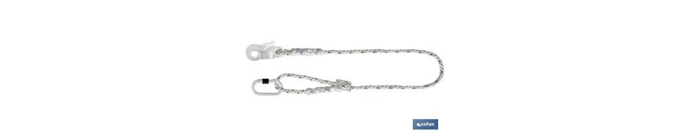 Cuerda de seguridad para posicionamiento de sujeción | Cordón de seguridad con ajustador y 2 mosquetones