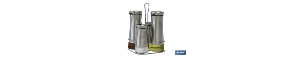 Set de aceiteras de 4 piezas Moddelo Picual | Capacidad 2 pcs de 230 ml y 2 pcs 120 ml | Acero Inoxidable