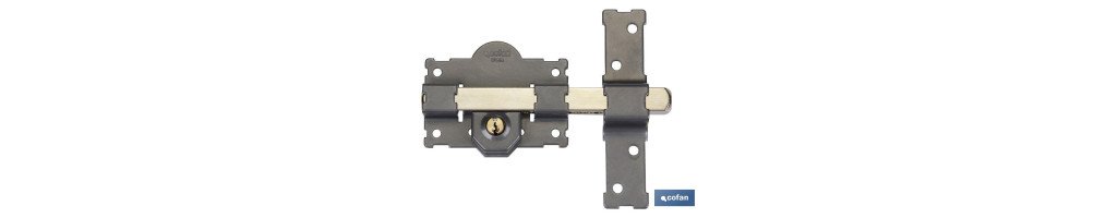 Cerrojo llave / llave pintado gris L/105 - 50 mm