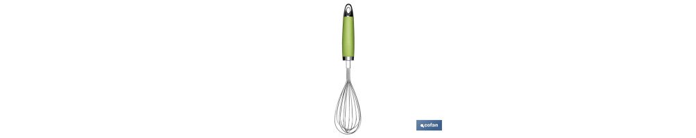 Batidor manual de Varillas Modelo Sena | Acero Inox con mango ABS | Color Verde | Medida 28,5 cm